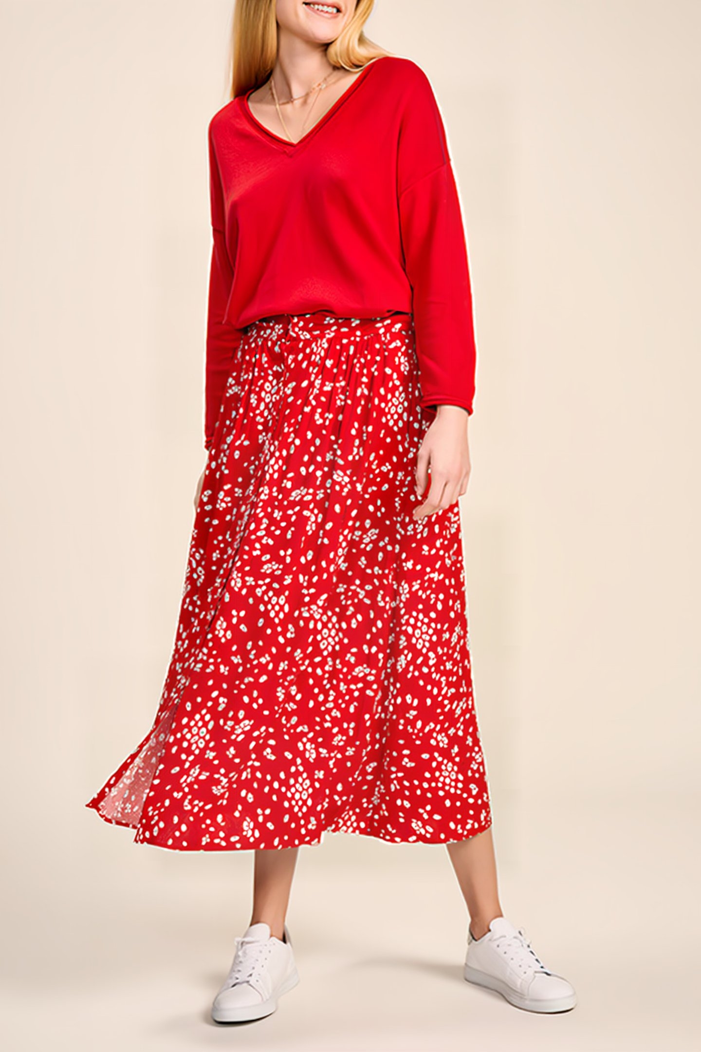 JAMY - CHERRY MIDI SKIRT WITH ABSTRACT FLORAL PRINT 2