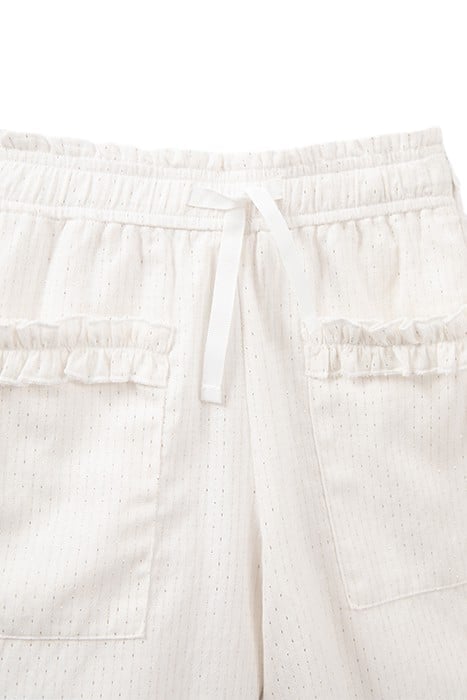 GIRL'S WHITE JACQUARD SHORTS WITH GOLD STRIPES 4