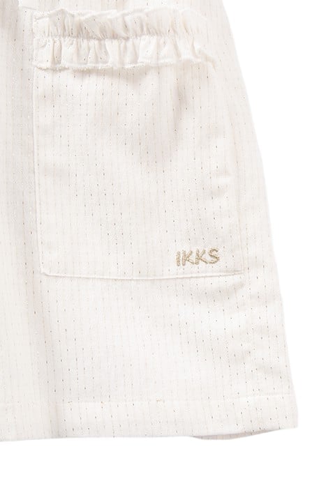 GIRL'S WHITE JACQUARD SHORTS WITH GOLD STRIPES 6