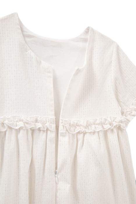 GIRL'S WHITE JACQUARD DRESS WITH GOLD STRIPES 3