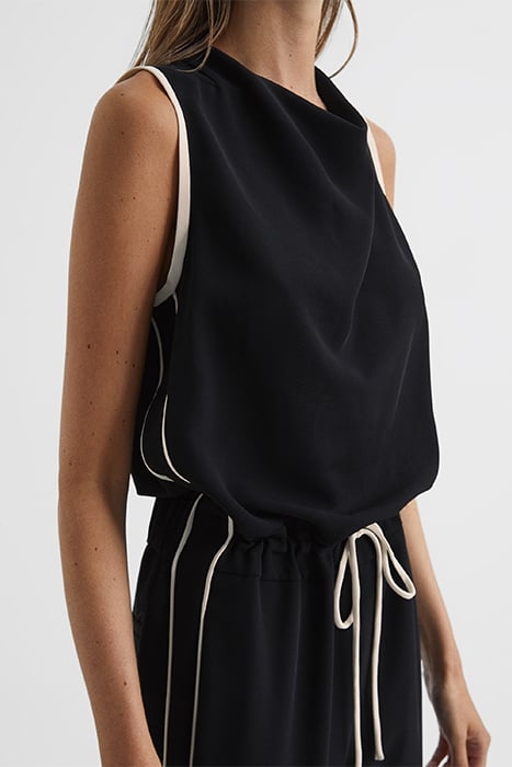 TAYLA-SIDE STRIPE JUMPSUI BLACK/WHITE 6