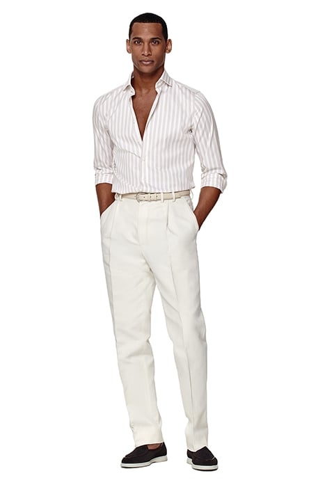 SAND STRIPE COTTON TENCEL LIGHT BROWN 5