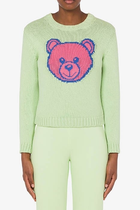 MOSCHINO TEDDY BEAR COTTON SWEATER GREEN 1