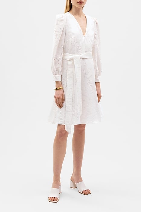 NICKY MINI LENGTH DEEP V-NECK DRESS SNOW WHITE 1