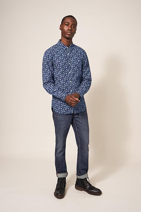 SCATTERED FLOWER PRINTED SHIRT DARK NAVY 3
