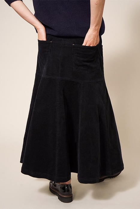 QUINN  CORD SKIRT PURE BLACK 2
