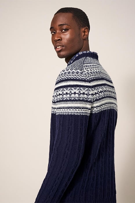 CABLE FAIRISLE CREW DARK NAVY 5