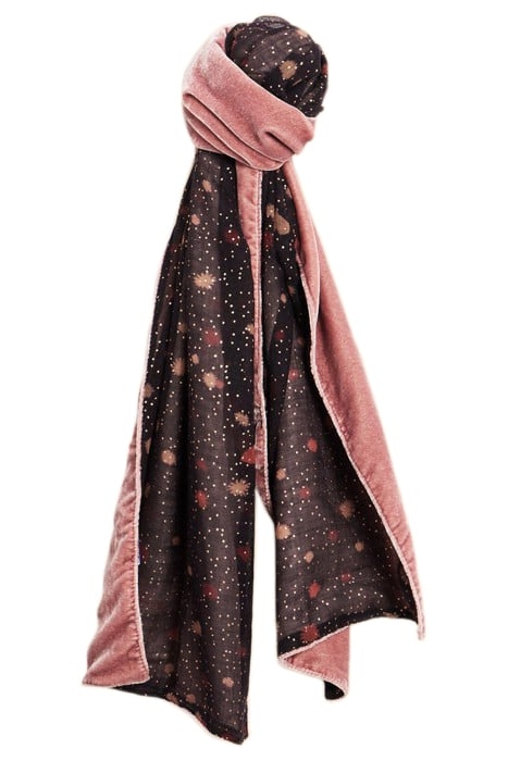 FOIL PRINTED VELVET SCARF MID PINK 2