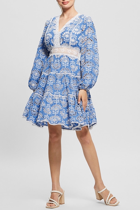 MARCIANO BY GUESS LS ISLA EMB DRESS CLEARLY BLUE MULTI 3