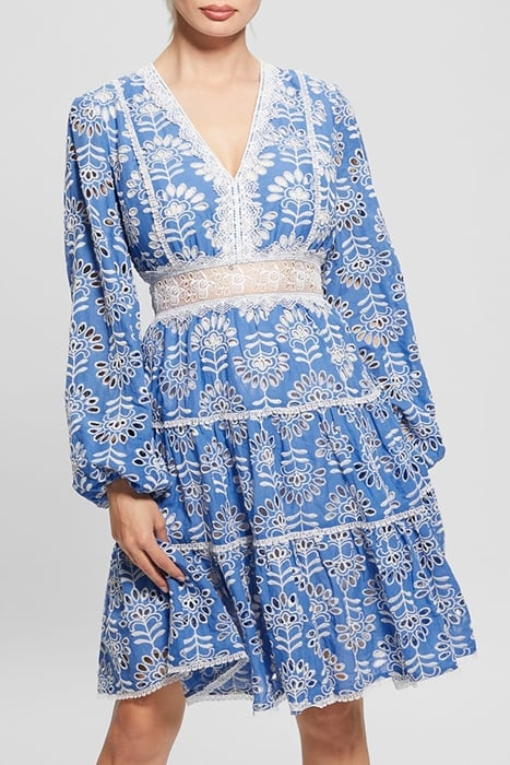 MARCIANO BY GUESS LS ISLA EMB DRESS CLEARLY BLUE MULTI 1