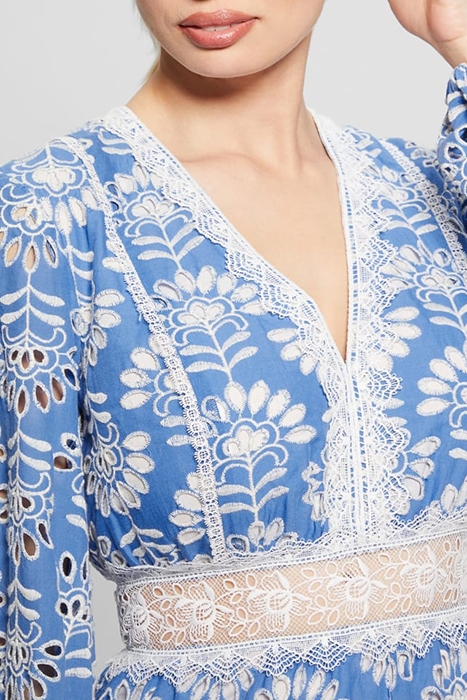 MARCIANO BY GUESS LS ISLA EMB DRESS CLEARLY BLUE MULTI 6