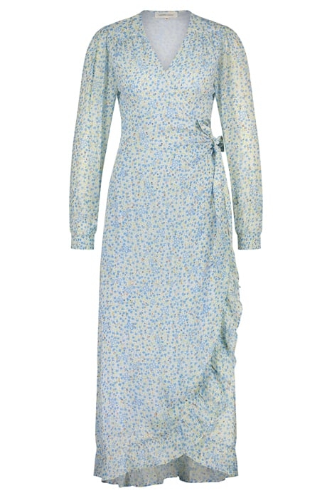 NATASJA FRILL DRESS CREAM WHITE/RIAD BLU 3