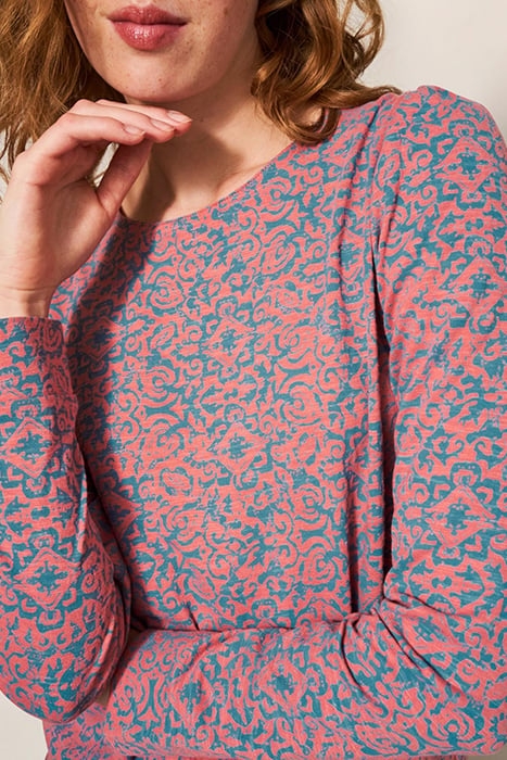 TIE HEM TOP PINK PRINTED 4