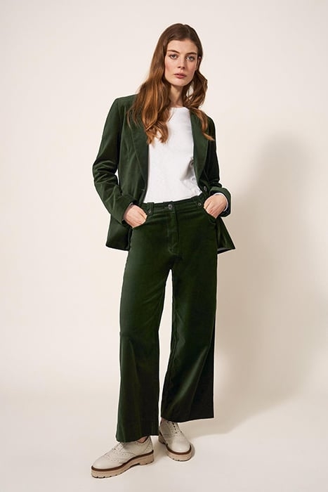 BELLE VELVET CROPPED WIDE LEG DARK GREEN 2