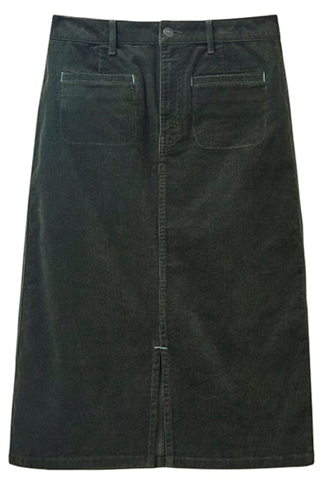 POPPY  CORD MIDI SKIRT KHAKI GREEN 1