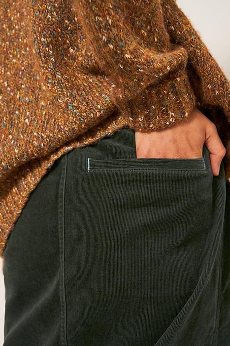 POPPY  CORD MIDI SKIRT KHAKI GREEN 4