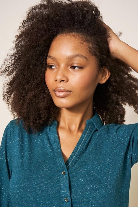 ANNIE SPARKLE JERSEY SHIRT DARK TEAL 4