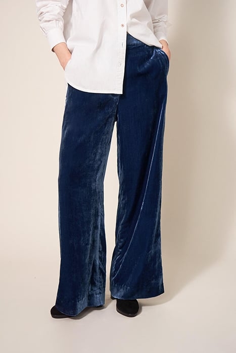 JENNY VELVET WIDE LEG TROUSER DEEP BLUE 1