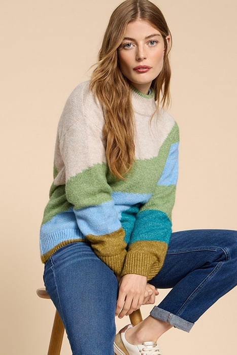 DAISY COLOUR BLOCK JUMPER GREEN 3