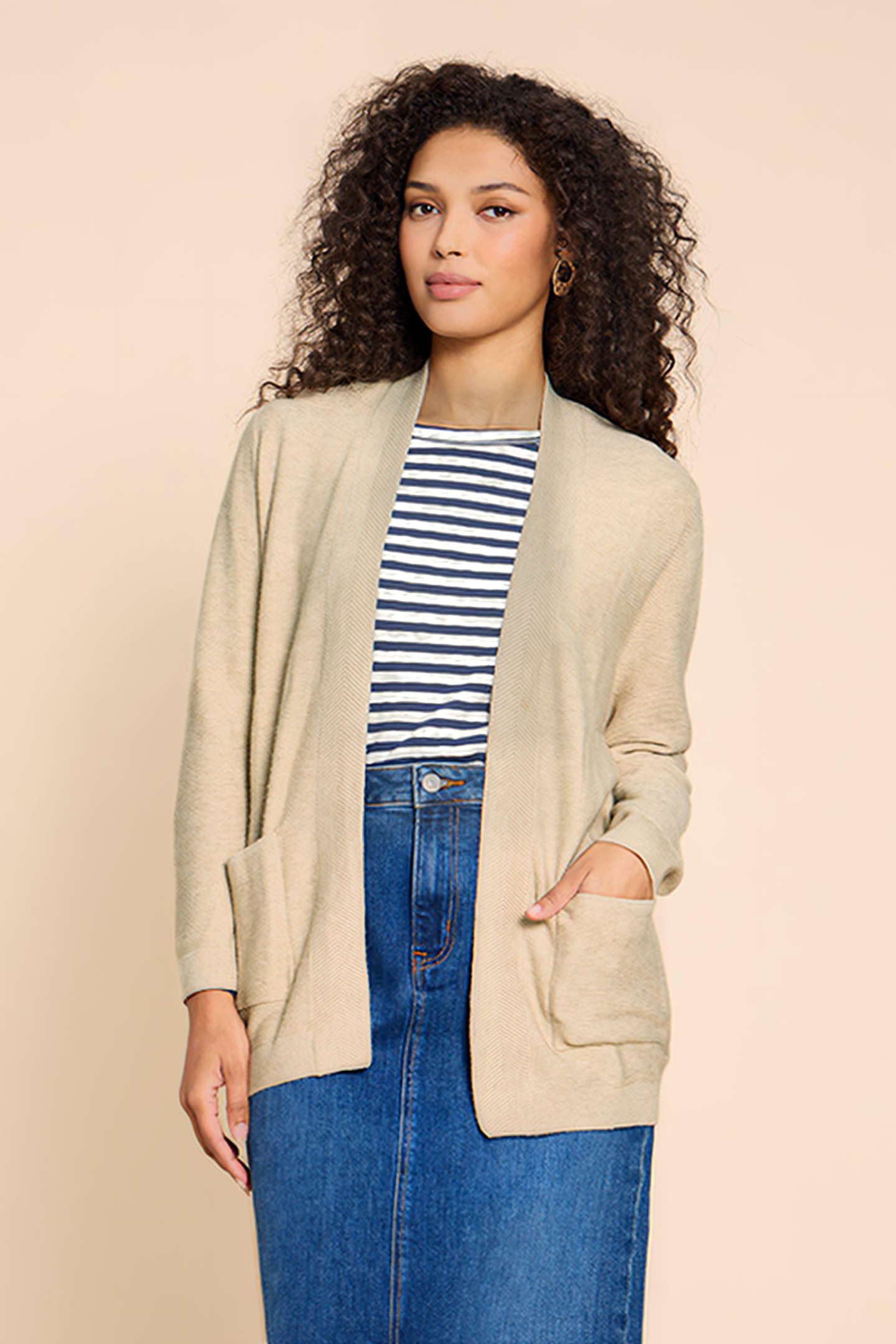 CARLA LONGLINE CARDIGAN LIGHT NATURAL 1