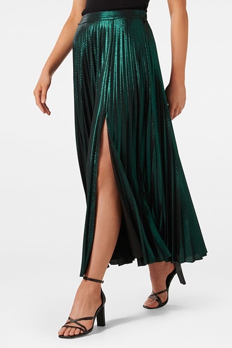 RYLEE METALLIC PLEATED SKIRT GREEN 5