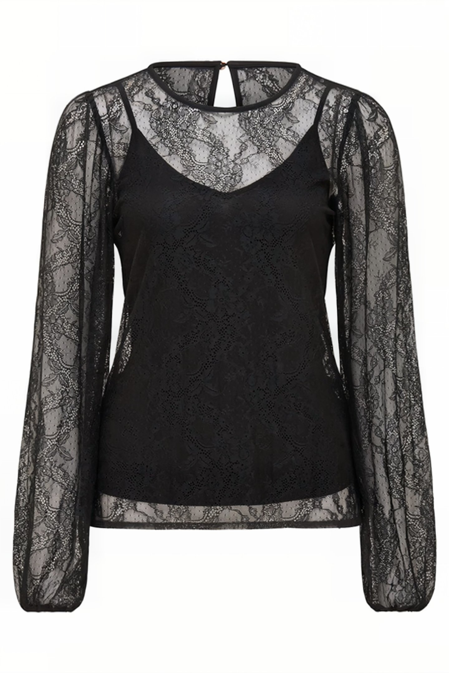 ALEXIS ROUND NECK LACE TOP BLACK 4