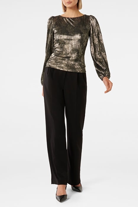 GABRIELLA BOAT NECK METALLIC PLISSE METALLIC GOLD 3