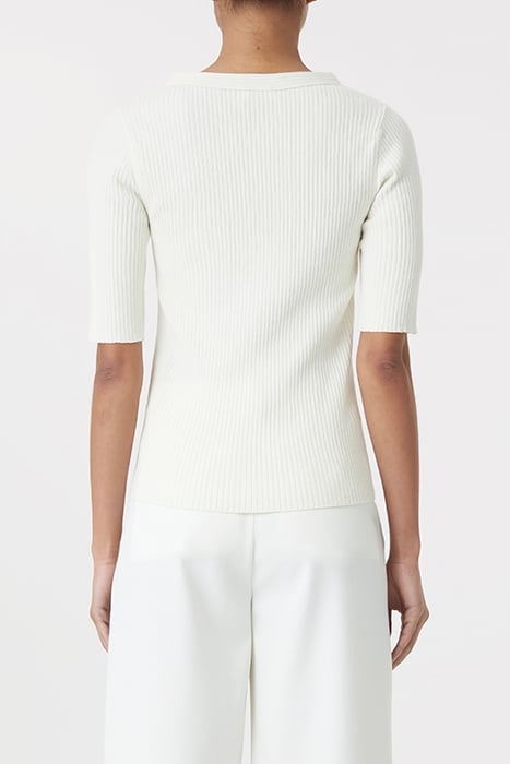 V CARDIGAN SHORT SLEEVE KNITS ECRU 2