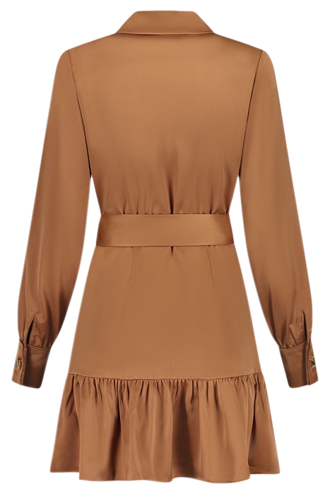 VIVIEN SATIN DRESS AUTUMN BROWN 3