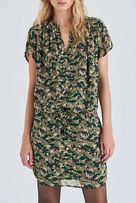 LICHEN DRESS WITH GREEN CAMOUFLAGE PRINT 1