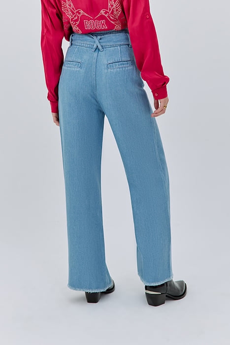 BELTED HIGH-WAIST WIDE-LEG JEANS 2