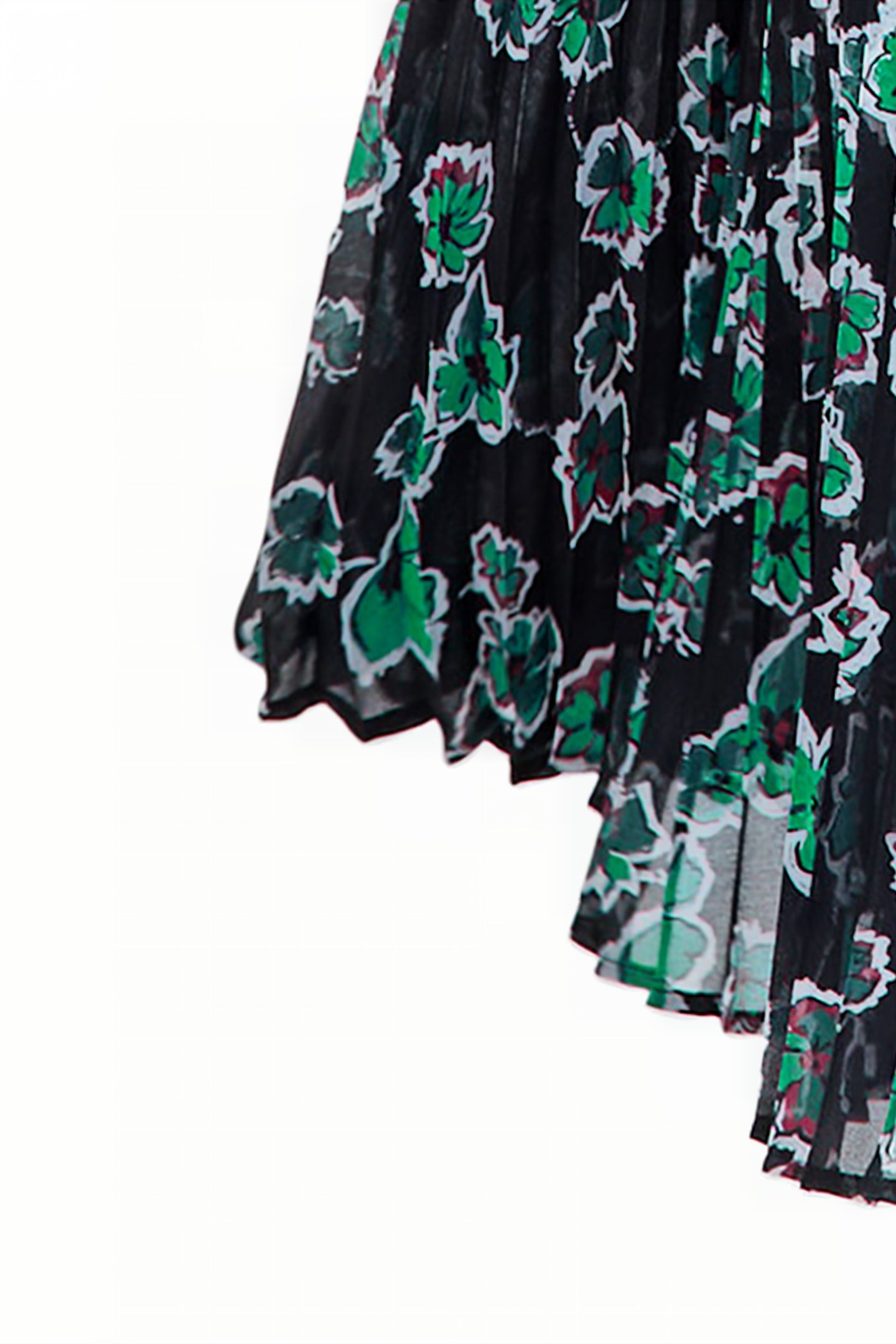 BLACK XL FLORAL PRINT LONG PLEATED SKIRT 5