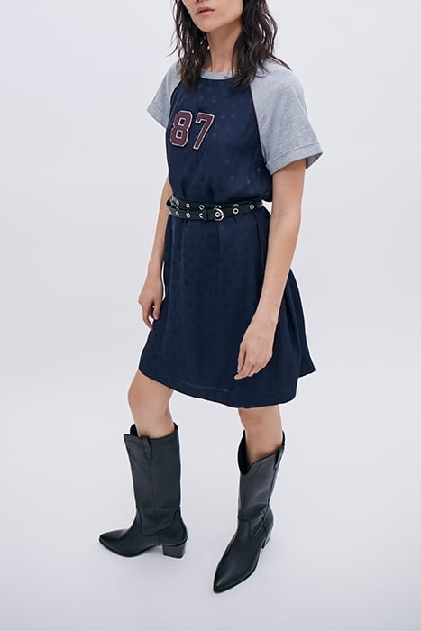 NAVY T-SHIRT DRESS WITH GREY SLEEVES 3