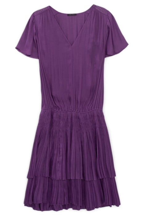PURPLE SHORT DRESS WITH MICRO-PLEATED RUFFLES 4