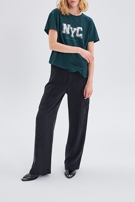 DUCK GREEN ORGANIC T-SHIRT WITH STUDDED SLOGAN 3