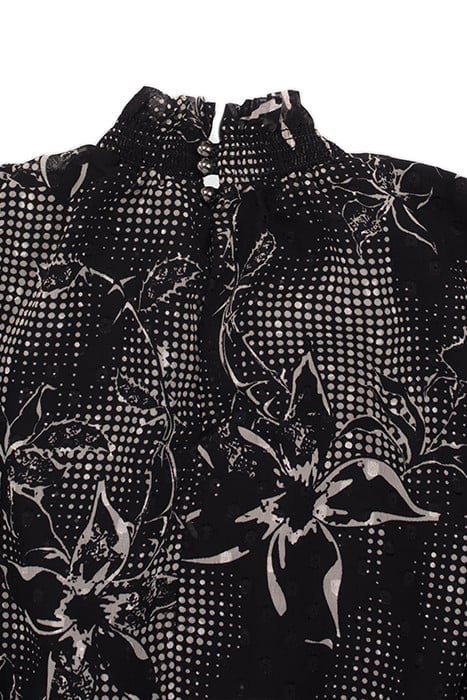 BLACK DRESS WITH ECRU DANDY FLOWER PRINT 5