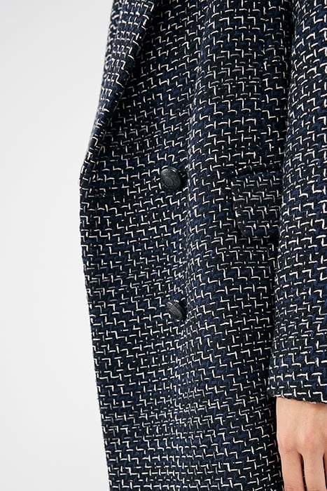 NAVY SEMI-PLAIN COTTON BLEND MID-LENGTH COAT 6