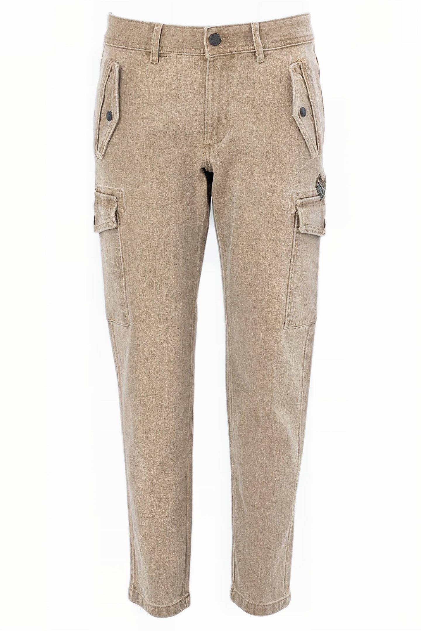 LIGHT KHAKI TERRA DENIM CROPPED COMBAT TROUSERS 5