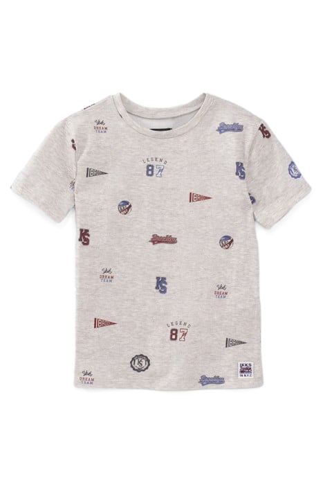 BOYS’ GREY ALL-OVER BADGES ORGANIC COTTON T-SHIRT 1