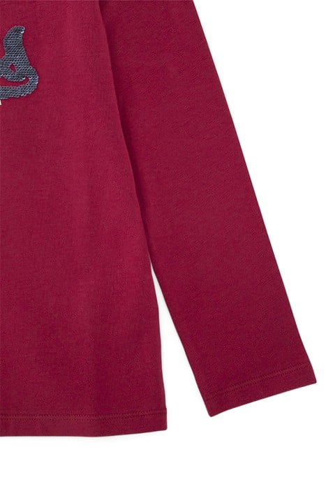 GIRLS’ BURGUNDY IKKS REVERSIBLE SEQUIN T-SHIRT 5