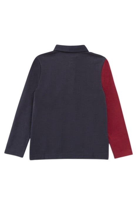 BOYS’ NAVY/GREY/BURGUNDY RUGBY-STYLE POLO SHIRT 2