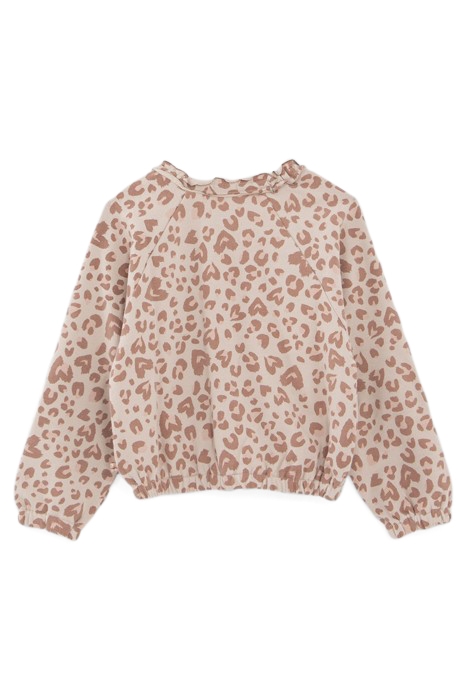 GIRLS’ ECRU SWEATSHIRT WITH GOLD LEOPARD SLOGAN PRINT 2