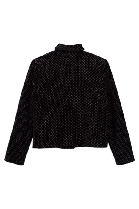 GIRLS’ BLACK TEXTURE, LUREX, JACQUARD VELVET KNIT CARDIGAN 2