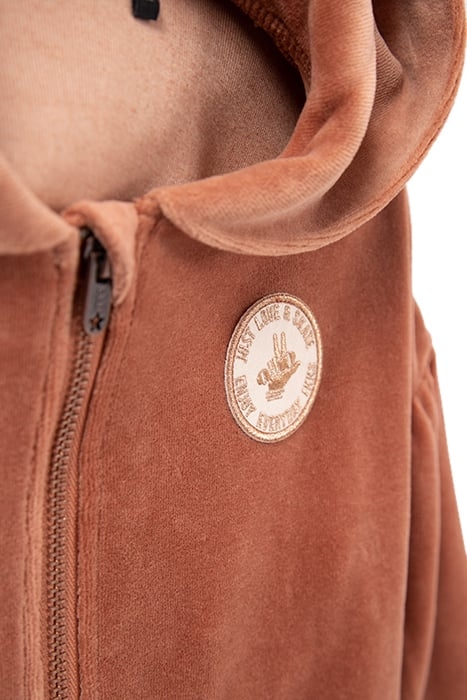 GIRLS’ COPPER PINK VELVET KNIT HOODED CARDIGAN 4