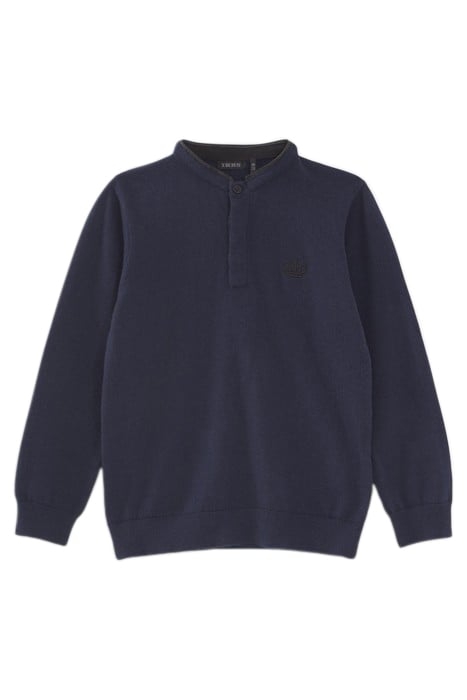 BOYS’ NAVY KNIT BUTTON-NECK SWEATER 1