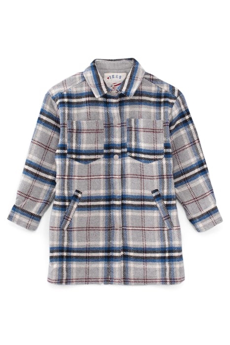 GIRLS’ GREY, BLUE, BLACK, ECRU CHECK COAT 2