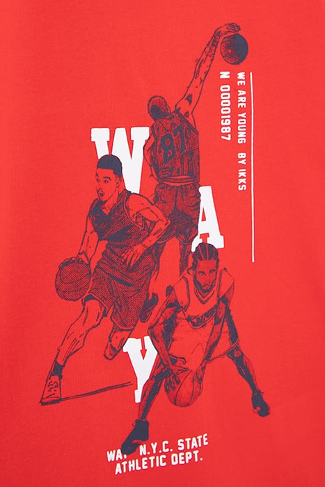 BOYS’ RED BASKETBALL PLAYER IMAGE T-SHIRT 5