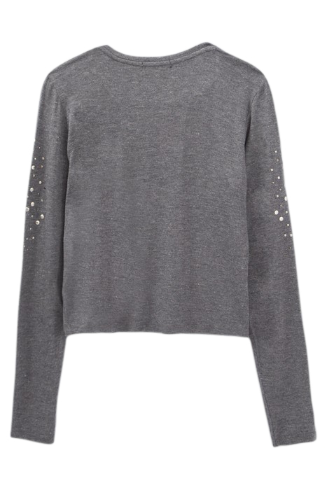 GIRLS’ GREY LUREX T-SHIRT WITH METAL DECOR ON SLEEVES 2