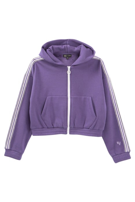 GIRLS’ PURPLE ZIPPED CARDIGAN WITH STRIPED BRAIDS 1