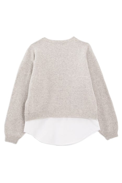 GIRLS’ GREY KNIT SWEATER WITH TROMPE-L'OEIL SHIRT 2